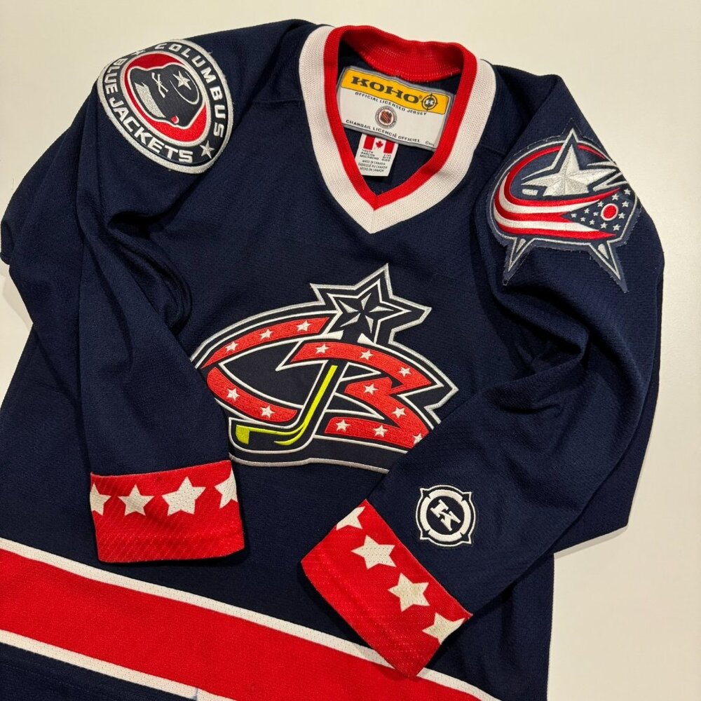 Vintage Columbus Blue Jackets NHL Hockey Jersey KOHO Size Youth L/XL